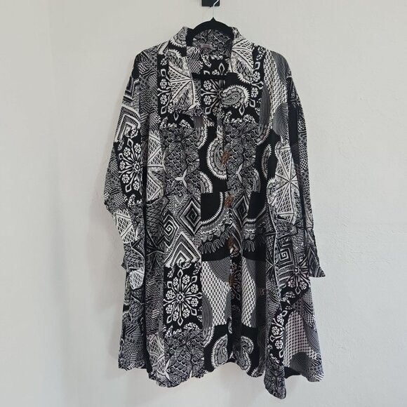 Womens Patchwork 100% Cotton One Size Swing Jacket Lagen Look Boho Artsy  READ - Picture 1 of 14